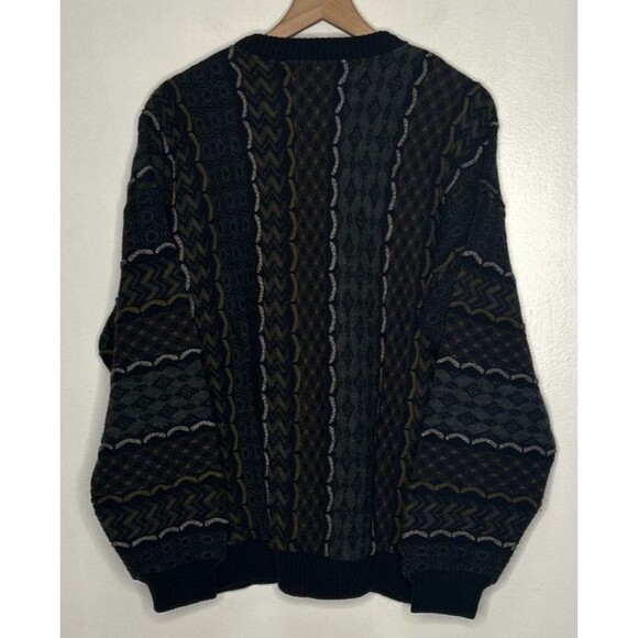 Vintage Tundra Sweater Mens Medium 3D Gray Brown Eclectic Grandpa Core 1990 - Picture 2 of 4